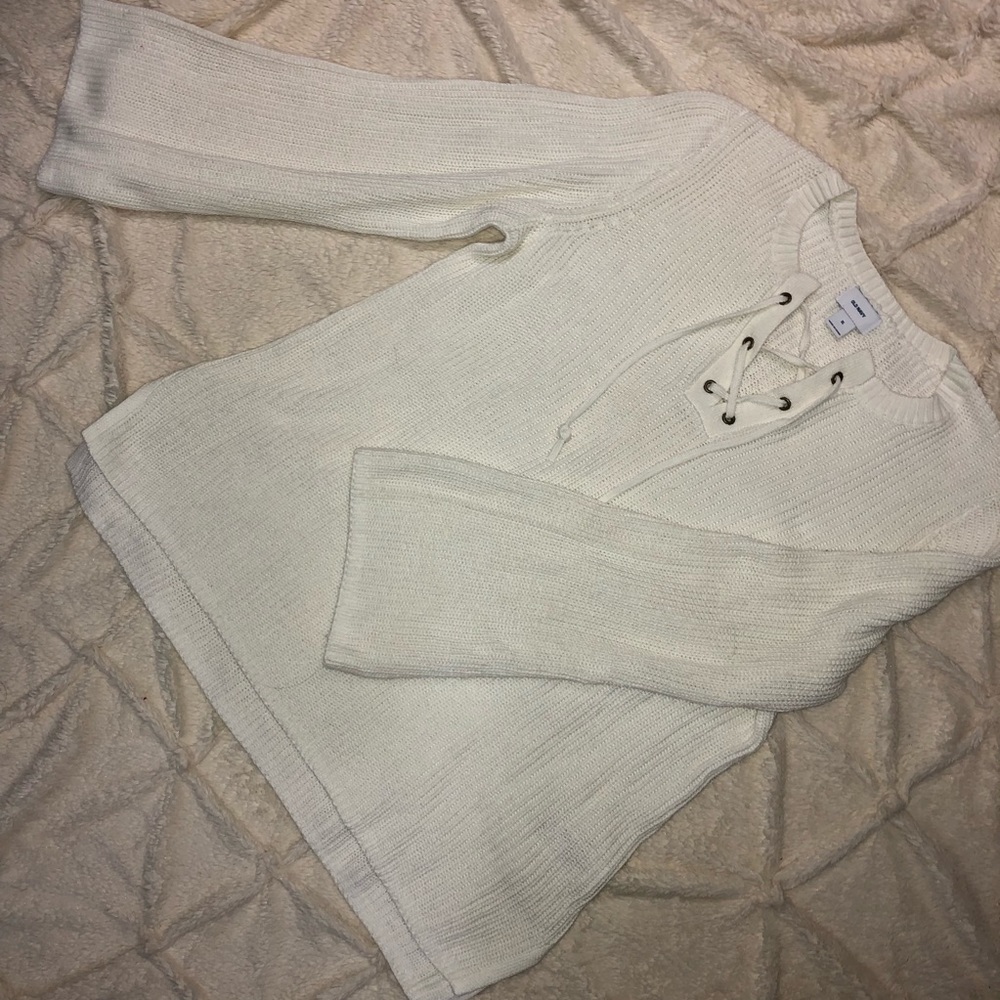 White Bell Sleeved Sweater